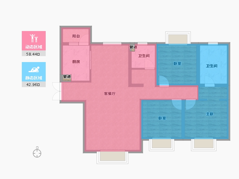 四川省-泸州市-世纪玺悦-90.55-户型库-动静分区