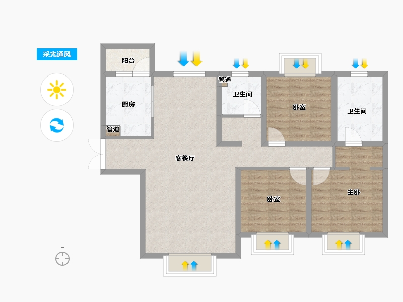 四川省-泸州市-世纪玺悦-90.55-户型库-采光通风