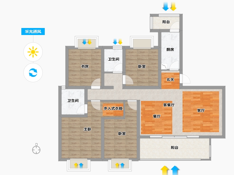 四川省-遂宁市-碧桂园中环壹号-106.38-户型库-采光通风