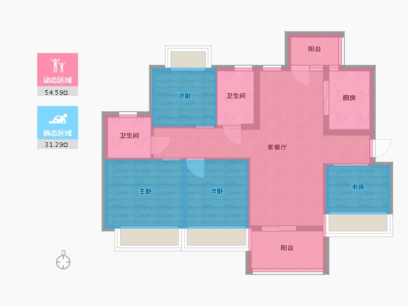 广东省-中山市-润达幸福汇-76.18-户型库-动静分区