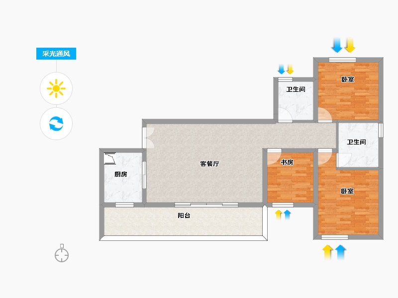 四川省-泸州市-佳乐世纪城蓝博湾-95.95-户型库-采光通风