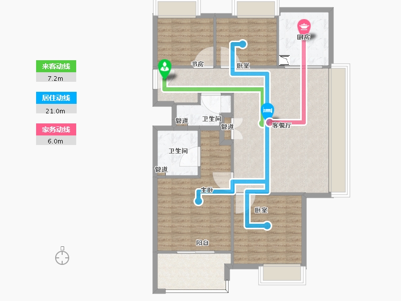 浙江省-杭州市-滨江万家名城-104.00-户型库-动静线