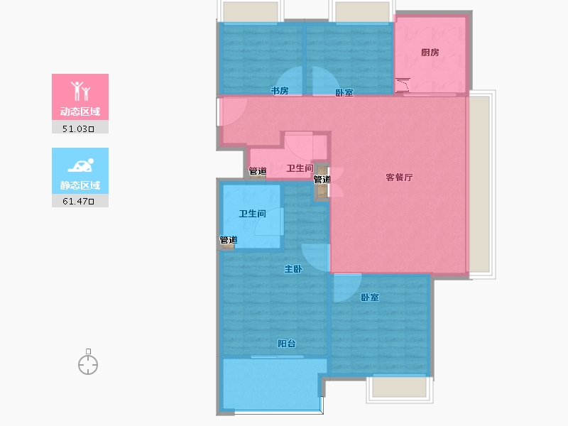 浙江省-杭州市-滨江万家名城-104.00-户型库-动静分区