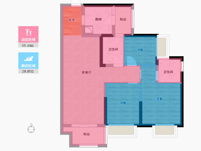 广东省-中山市-保利碧桂园领秀海-73.39-户型库-动静分区