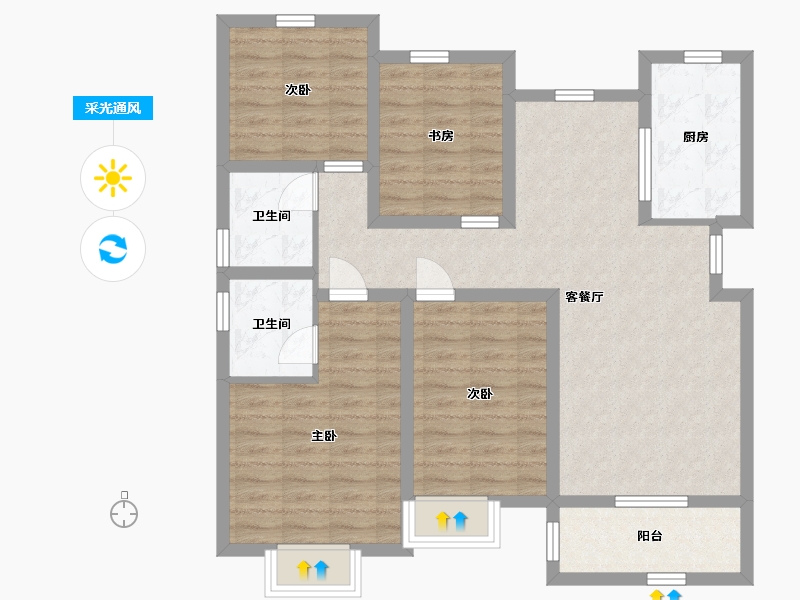 河北省-邢台市-邢台壹号院-95.52-户型库-采光通风