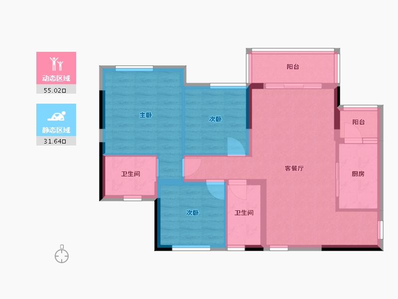 四川省-乐山市-铜雀台御景-77.16-户型库-动静分区