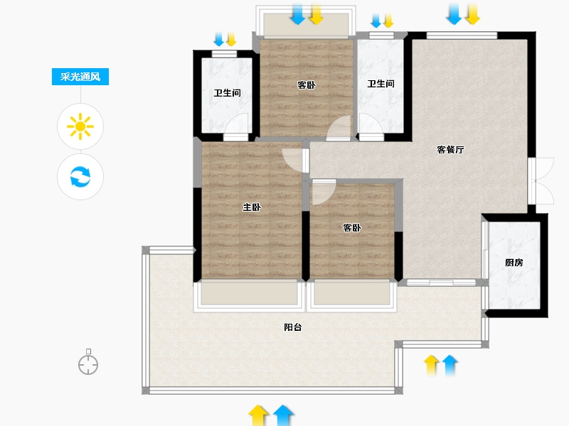 四川省-遂宁市-遂宁金融商业中心-莲韵-111.61-户型库-采光通风