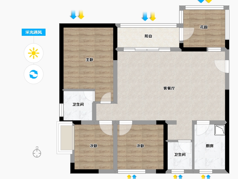 四川省-绵阳市-立宇龙山景苑-81.38-户型库-采光通风