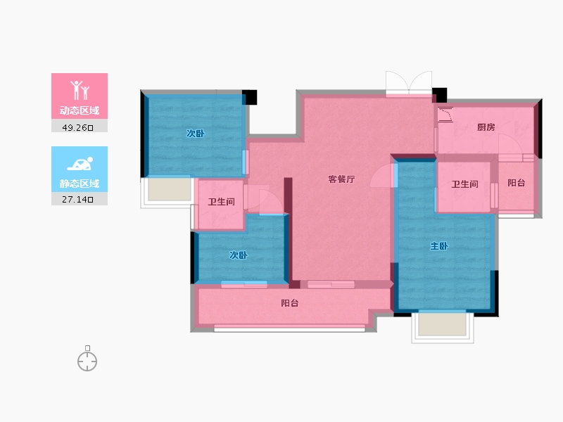 四川省-乐山市-铺金·翰林雲上-66.66-户型库-动静分区