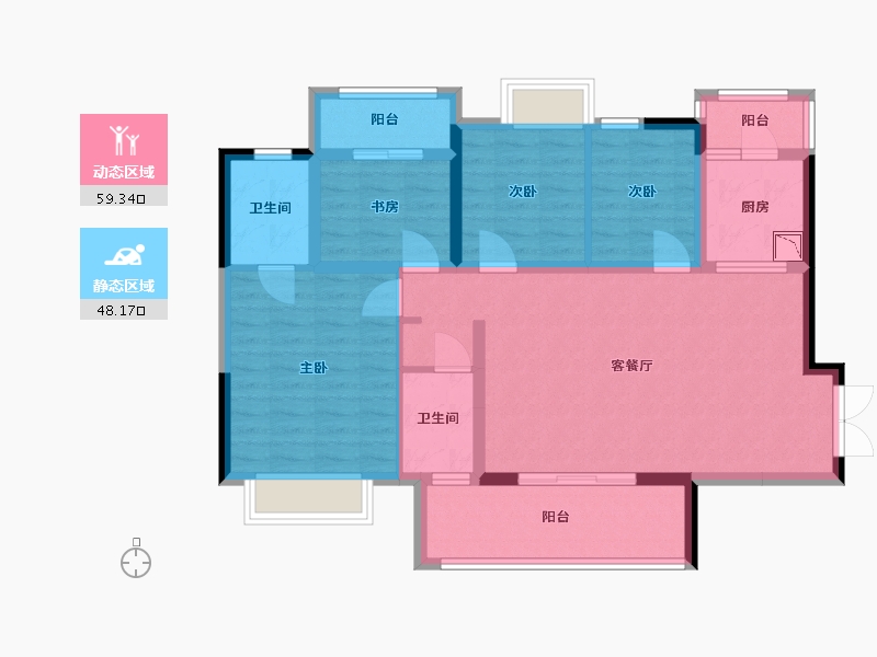 四川省-乐山市-铺金·翰林雲上-95.31-户型库-动静分区