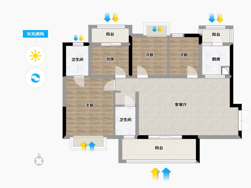 四川省-乐山市-铺金·翰林雲上-95.31-户型库-采光通风