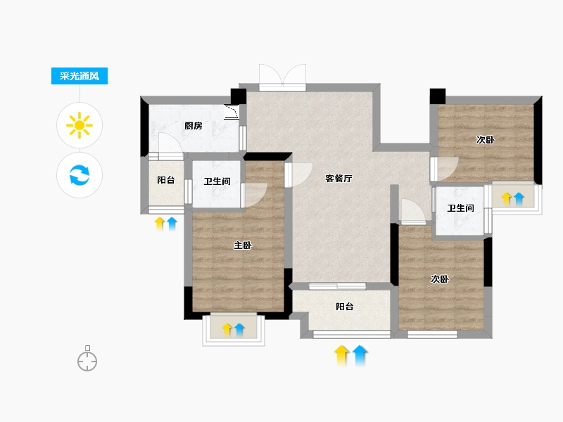 四川省-乐山市-铺金·翰林雲上-68.19-户型库-采光通风