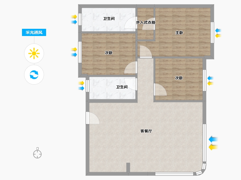 海南省-三亚市-万科海上大都会左岸-98.00-户型库-采光通风