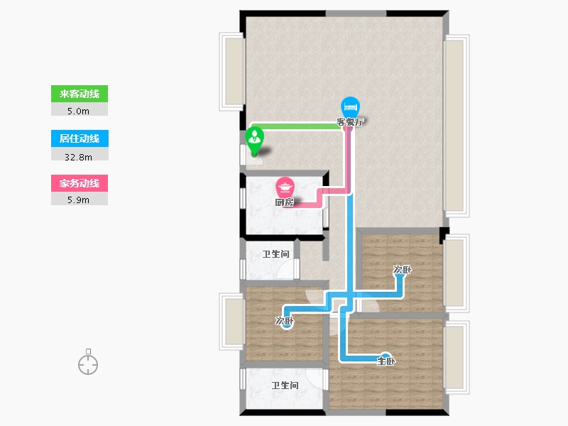 海南省-三亚市-万科海上大都会左岸-128.99-户型库-动静线