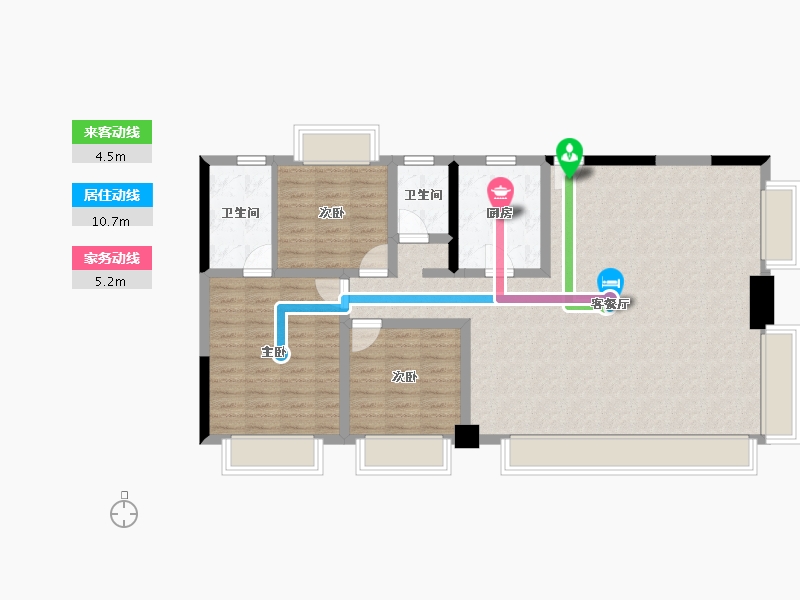 海南省-三亚市-万科海上大都会左岸-104.60-户型库-动静线