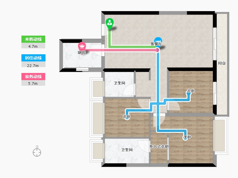 海南省-三亚市-万科海上大都会左岸-94.32-户型库-动静线