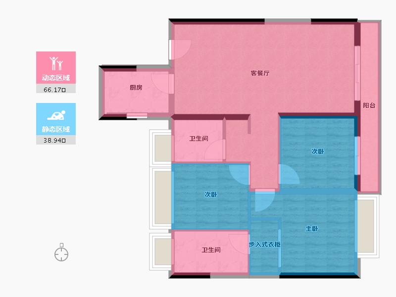 海南省-三亚市-万科海上大都会左岸-94.32-户型库-动静分区