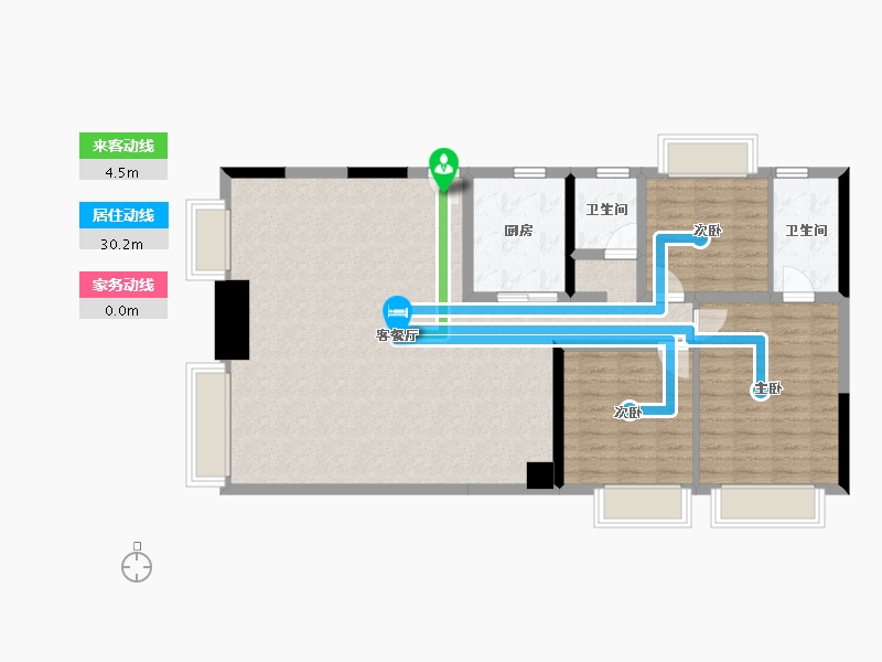 海南省-三亚市-万科海上大都会左岸-107.28-户型库-动静线