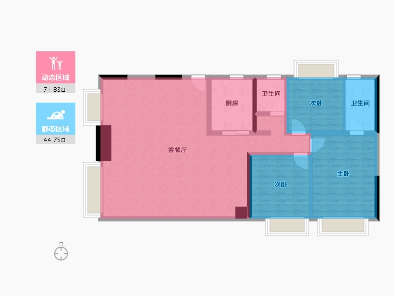 海南省-三亚市-万科海上大都会左岸-107.28-户型库-动静分区