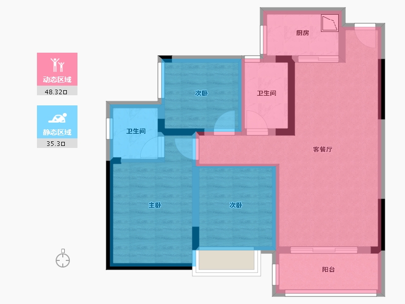 四川省-绵阳市-立宇龙山景苑-73.16-户型库-动静分区