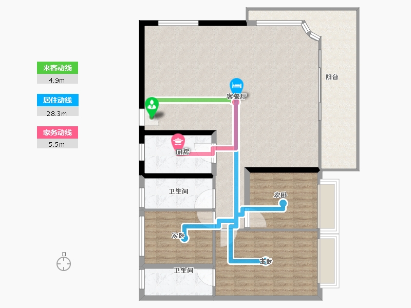 海南省-三亚市-万科海上大都会左岸-128.15-户型库-动静线