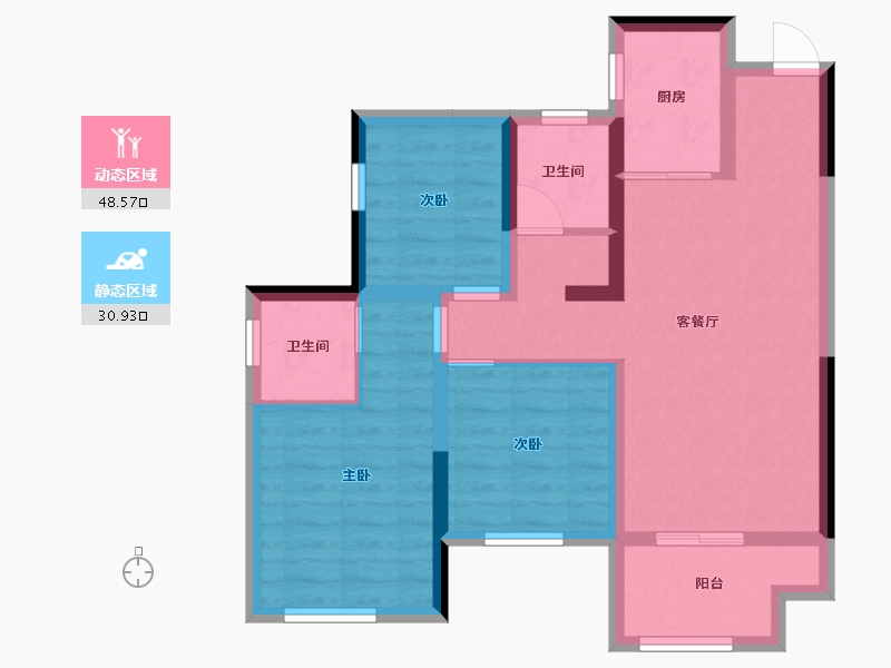 四川省-眉山市-天府中心城C时代-69.56-户型库-动静分区