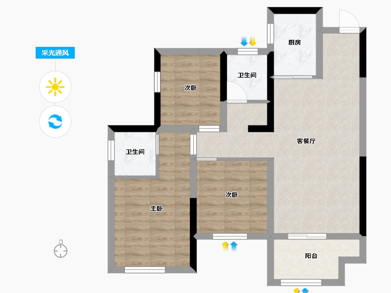 四川省-眉山市-天府中心城C时代-69.56-户型库-采光通风