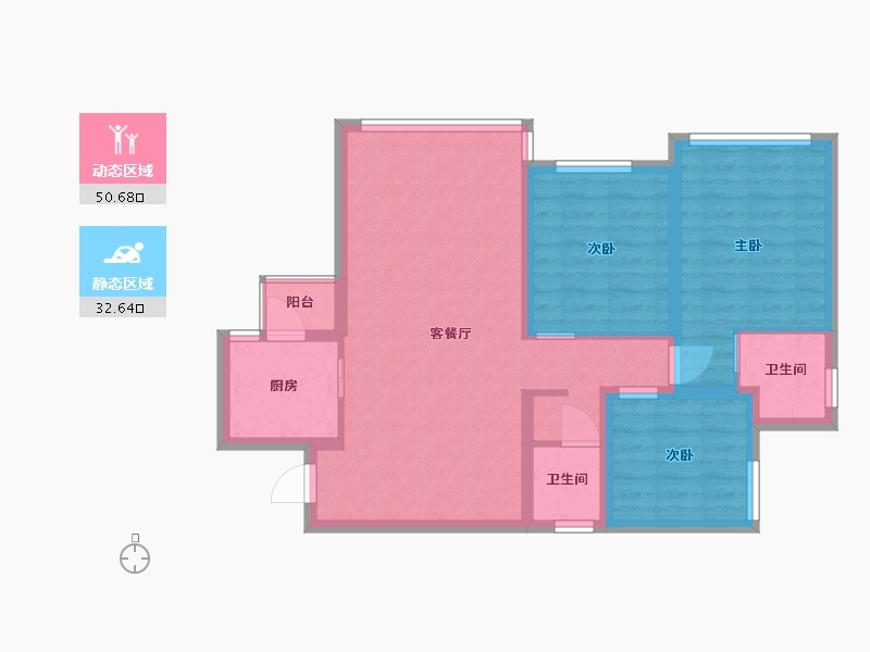 四川省-乐山市-华泰·瑞云里-73.73-户型库-动静分区