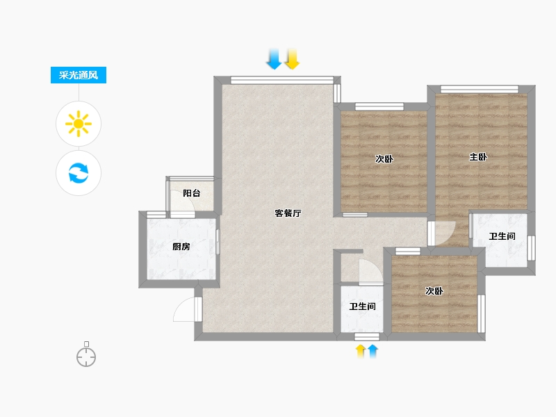 四川省-乐山市-华泰·瑞云里-73.73-户型库-采光通风