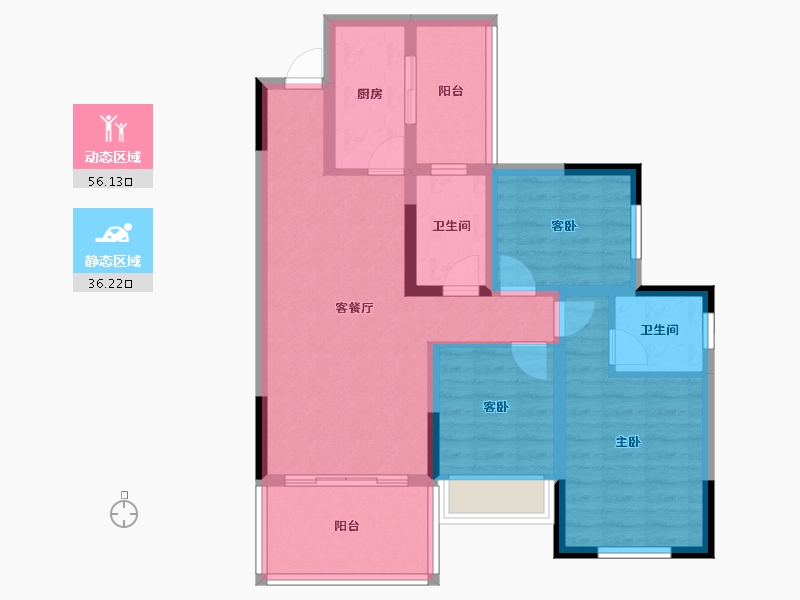 四川省-遂宁市-舜天尚美2期-81.29-户型库-动静分区