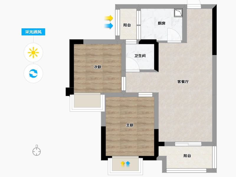 四川省-乐山市-东润·学府里-51.88-户型库-采光通风