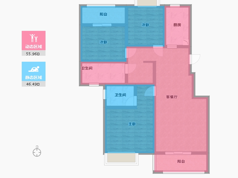 四川省-南充市-泰和盛世豪庭-89.49-户型库-动静分区