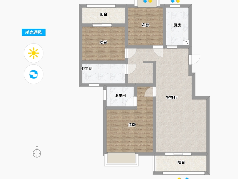 四川省-南充市-泰和盛世豪庭-89.49-户型库-采光通风