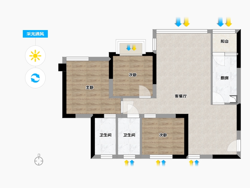 四川省-乐山市-达·公馆-71.88-户型库-采光通风