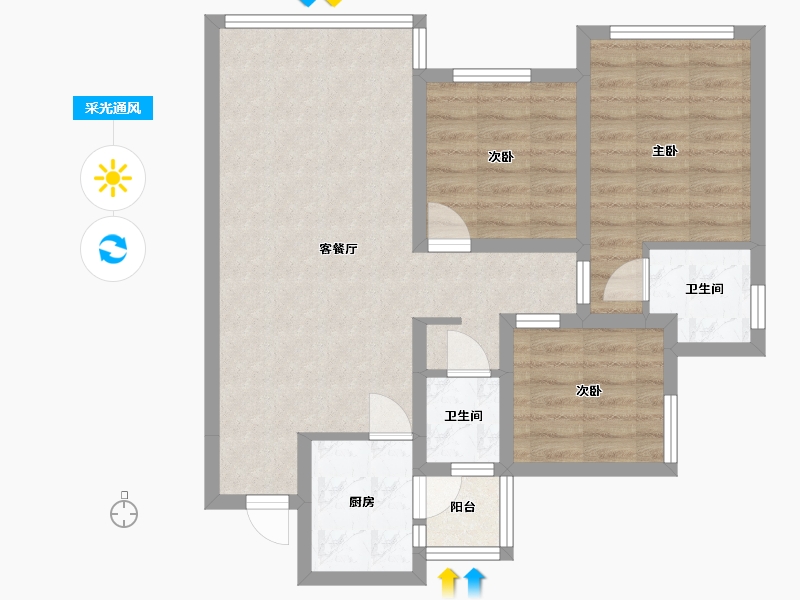 四川省-乐山市-华泰·瑞云里-72.49-户型库-采光通风