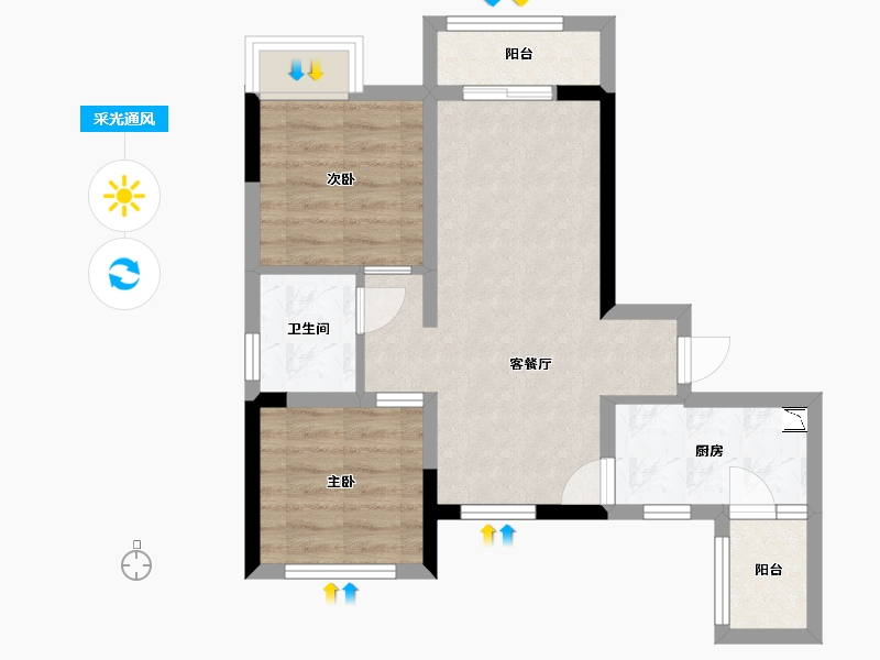 四川省-乐山市-东润·学府里-53.02-户型库-采光通风