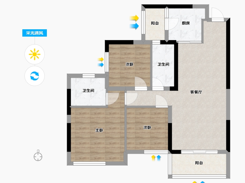 四川省-乐山市-铜雀台御景-77.00-户型库-采光通风