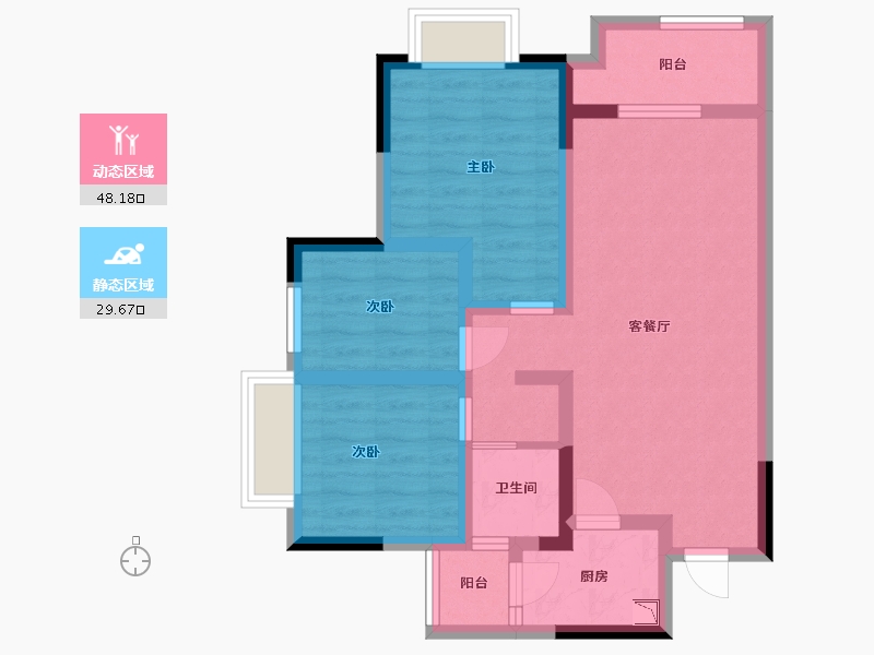 四川省-乐山市-峨眉云顶-67.58-户型库-动静分区