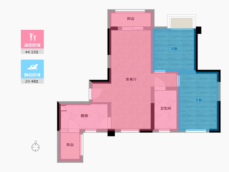 四川省-乐山市-东润·学府里-55.91-户型库-动静分区