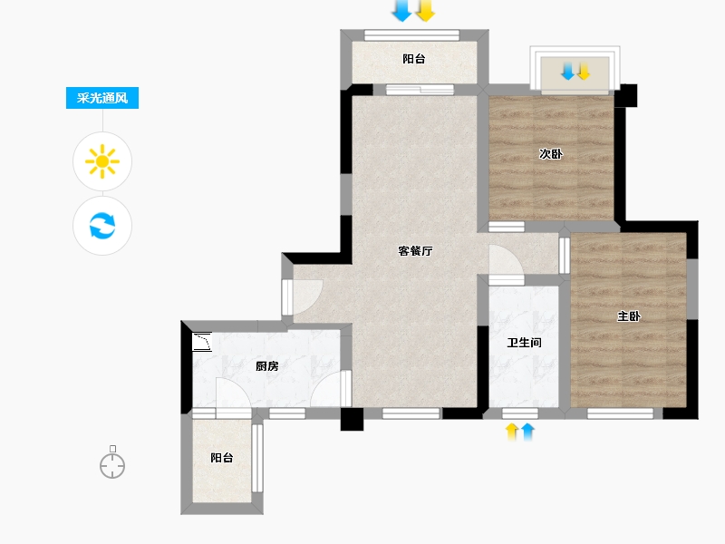 四川省-乐山市-东润·学府里-55.91-户型库-采光通风