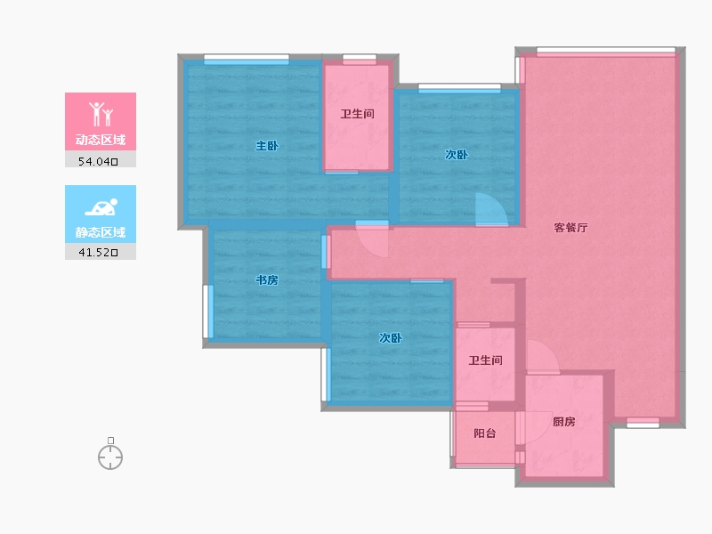 四川省-乐山市-华泰·瑞云里-84.83-户型库-动静分区