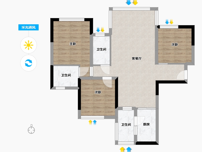 四川省-乐山市-达·公馆-77.67-户型库-采光通风