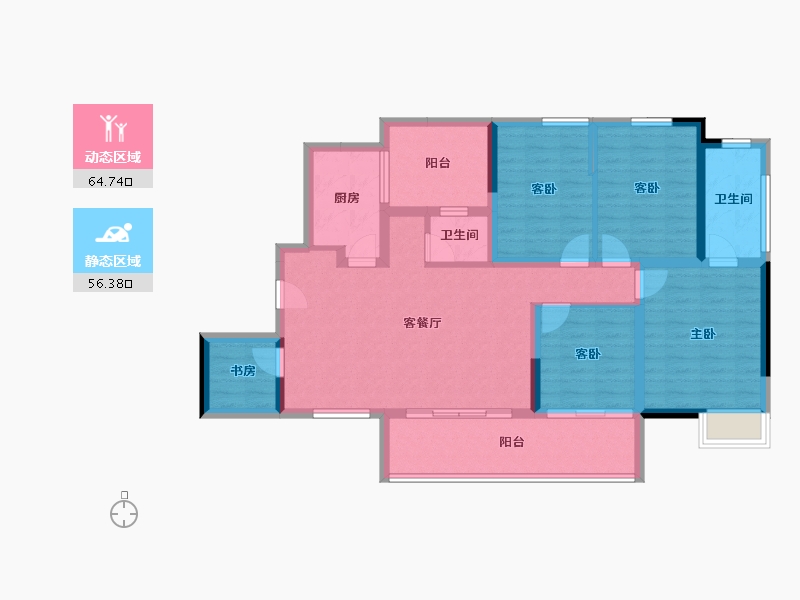 四川省-遂宁市-舜天尚美2期-107.60-户型库-动静分区