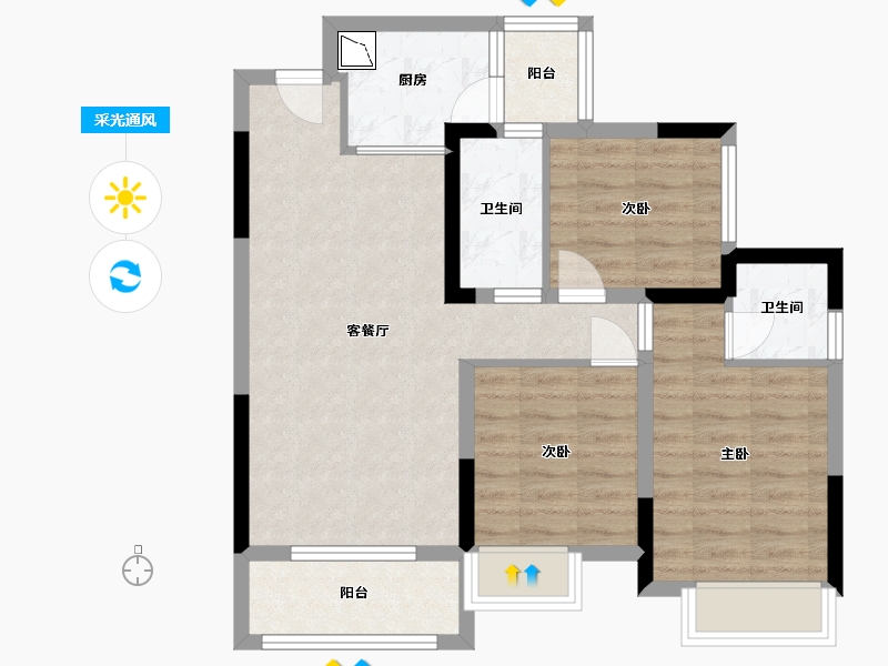 四川省-乐山市-达·公馆-73.67-户型库-采光通风