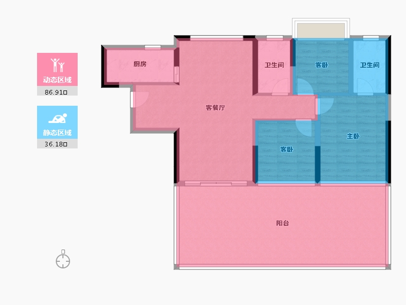 四川省-遂宁市-遂宁金融商业中心-莲韵-111.28-户型库-动静分区