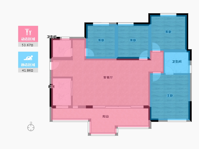 四川省-遂宁市-蓝润·春风屿江-83.99-户型库-动静分区