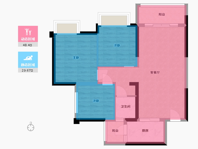 四川省-乐山市-滟澜洲繁花里-69.44-户型库-动静分区