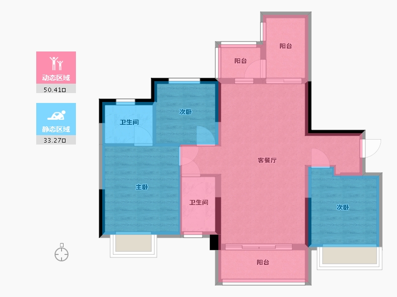 四川省-乐山市-滟澜洲繁花里-74.34-户型库-动静分区