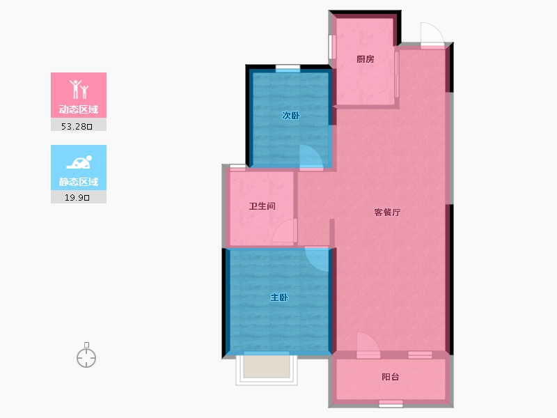 山东省-青岛市-鑫江玫瑰园-65.30-户型库-动静分区