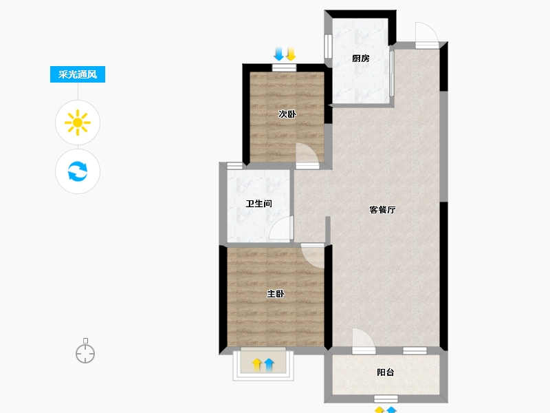 山东省-青岛市-鑫江玫瑰园-65.30-户型库-采光通风